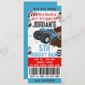 Monster Truck Ticket Geburtstagsparty Einladung (Vorne/Hinten)