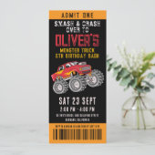 Monster Truck Ticket Geburtstagsparty Einladung (Stehend Vorderseite)