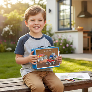 Monster Truck Trio Personalisierte Namen Lunchbox