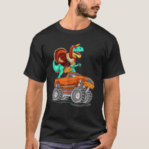 Monster Truck Türkei Trex Dinosaur Happy Thanksgiv T-Shirt