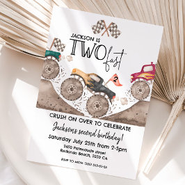 Monster Truck TWO FAST 2nd kids birthday Einladung