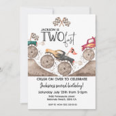 Monster Truck TWO FAST 2nd kids birthday Einladung (Vorderseite)