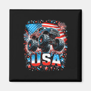 Monster Truck USA Amerikanische Flagge 4. Juli Magnet
