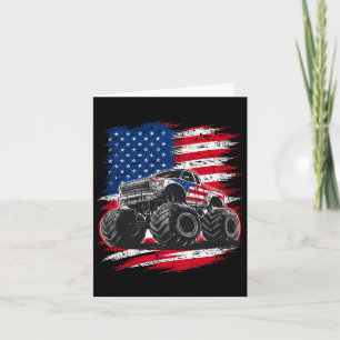 Monster Truck USA Flag American for Women Girls Ki Karte