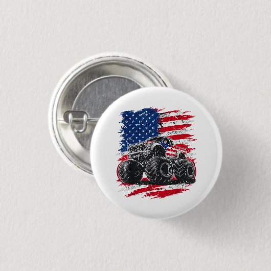 Monster Truck USA Flag Amerikaner Button (Vorne & Hinten)