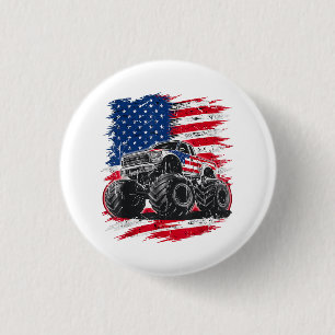 Monster Truck USA Flag Amerikaner Button