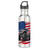 Monster Truck USA Flag Amerikaner Edelstahlflasche (Vorderseite)