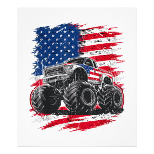 Monster Truck USA Flag Amerikaner Fotodruck