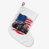 Monster Truck USA Flag Amerikaner Großer Weihnachtsstrumpf (Vorderansicht (hängend))