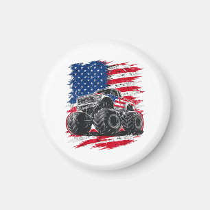 Monster Truck USA Flag Amerikaner Magnet