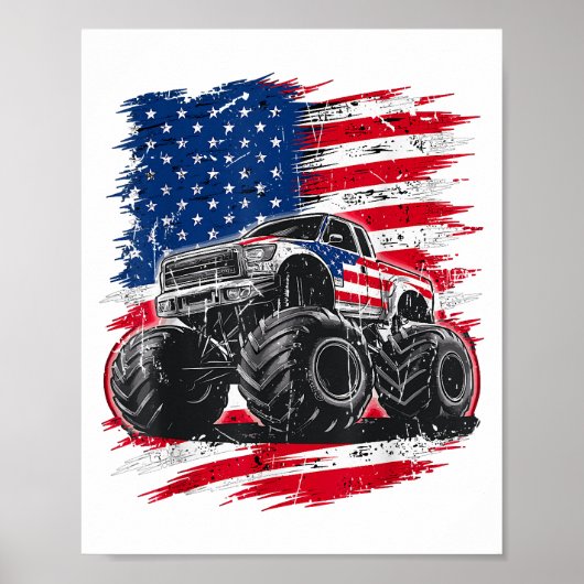 Monster Truck USA Flag Amerikaner Poster (Vorne)