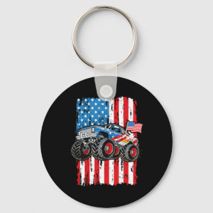 Monster Truck Usa Flag Patriotische Jungs Männer 4 Schlüsselanhänger