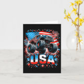 Monster Truck USA Flagge 4. Juli Karte (Gelbe Blume)