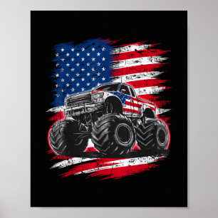 Monster Truck USA-Flagge Amerikanisch Poster