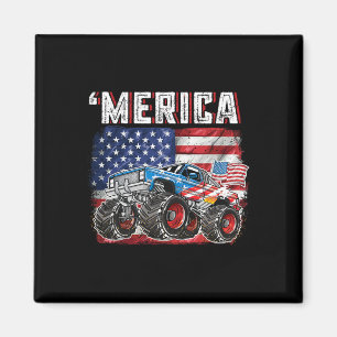 Monster Truck USA-Flagge Merica Männer Jungen 4. J Magnet