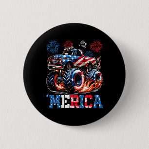 Monster Truck Usa Flagge Patriotische Kleinkinder  Button