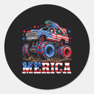 Monster Truck Usa Flagge Patriotische Kleinkinder Runder Aufkleber