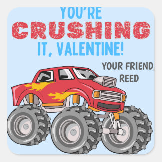 Monster Truck Valentines Aufkleber