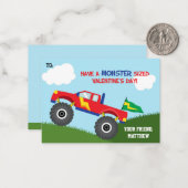 Monster Truck Valentinstag Card Kids (Jungs) Mitteilungskarte (Vorderseite/Rückseite Beispiel)