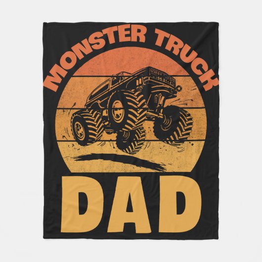 Monster Truck Vater Retro Vintag Monster Truck Fleecedecke (Vorderseite)