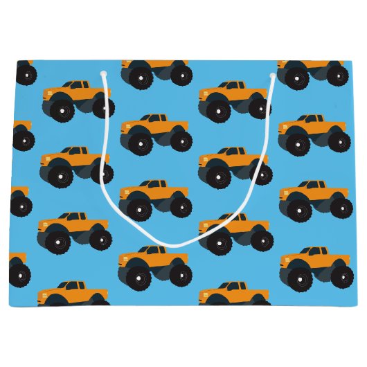 Monster Truck Vehicle Orange Blue Große Geschenktüte (Vorderseite)