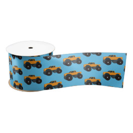 Monster Truck Vehicle Orange Blue Satinband