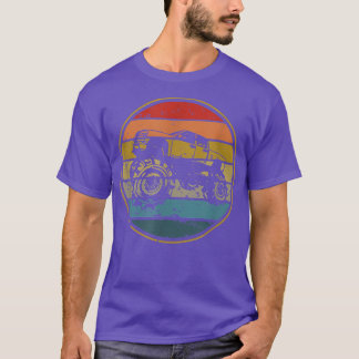 Monster Truck Vintag Retro Style Sun Design T-Shirt