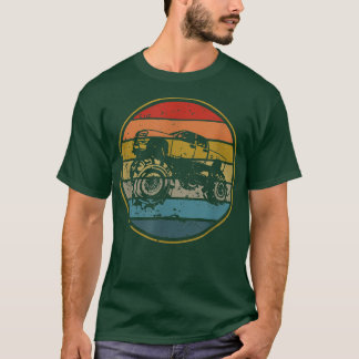 Monster Truck Vintag Retro Style Sun Design T-Shirt