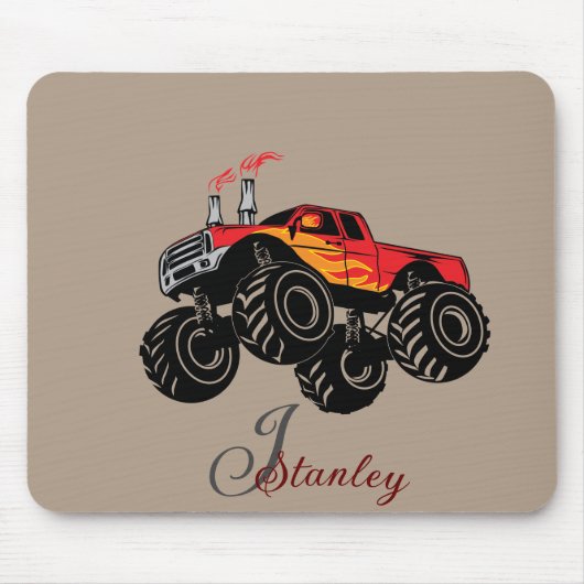 Monster Truck von Red Black Boys' robuster Name Mo Mousepad (Vorne)