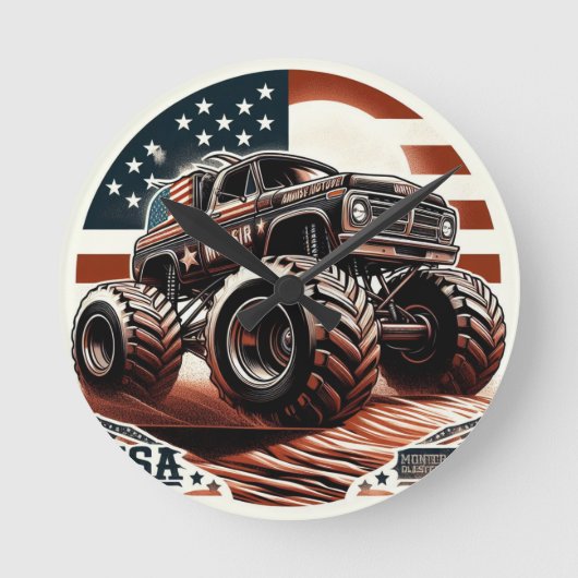 MONSTER TRUCK WALL CLOCK RUNDE WANDUHR (Vorderseite)