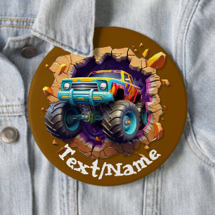 Monster-Truck-Wand-Durchbruch-Design Pinback-Butto Button