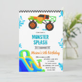 Monster Truck Wasserrutschbecken Party Einladung (Stehend Vorderseite)