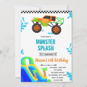 Monster Truck Wasserrutschbecken Party Einladung