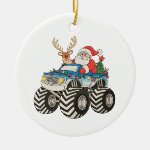Monster Truck Weihnachten Santa Rentier Festlich Keramik Ornament