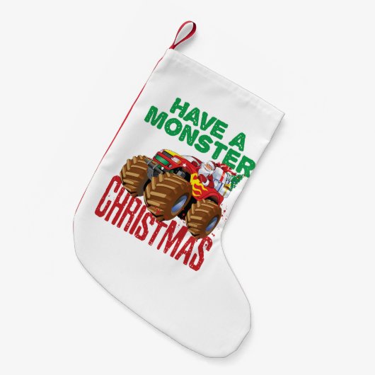 Monster Truck Weihnachten Weihnachtsmann Jungen Kl Kleiner Weihnachtsstrumpf (Vorderansicht (hängend))