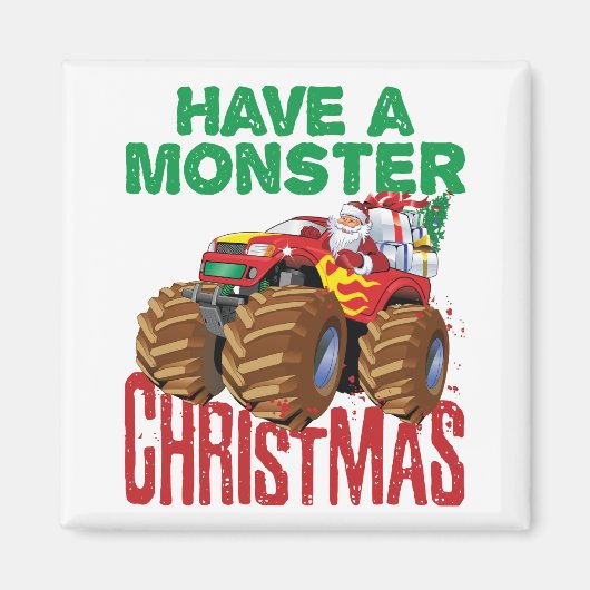 Monster Truck Weihnachten Weihnachtsmann Jungen Kl Magnet (Vorne)
