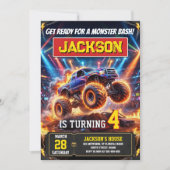 Monster Truck Wheels Birthday Invitation Einladung (Vorderseite)