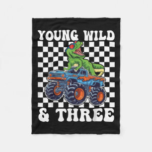 Monster Truck Young Wild und drei 3. Geburtstag Fleecedecke