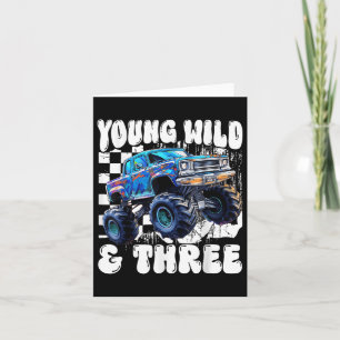 Monster Truck Young Wild und drei 3. Geburtstag Karte