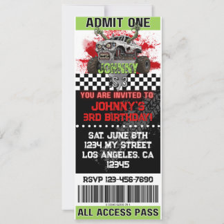 Monster Truck Zombie Invite Einladung