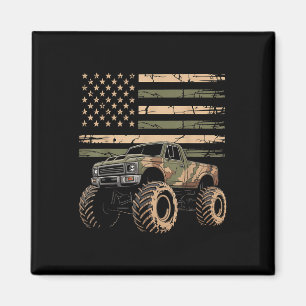 Monster Trucker Retro Monster Truck USA Flagge 4. Magnet