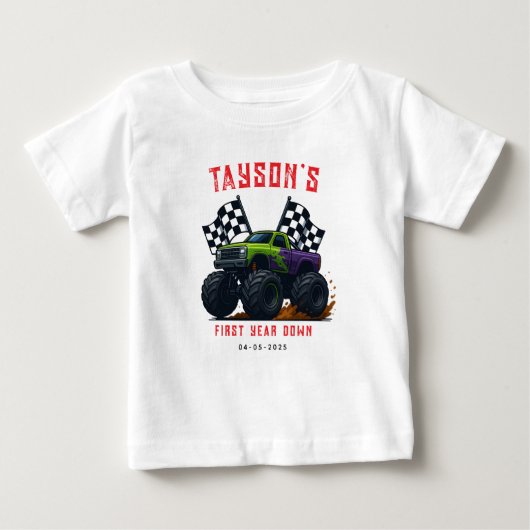 Monster Trucks 1. Geburtstag Party Baby T-shirt (Vorderseite)