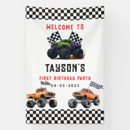 Monster Trucks 1. Geburtstag Party Banner - Vroom