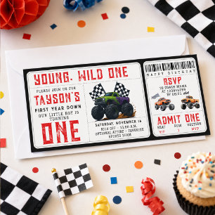 Monster Trucks 1. Geburtstagsticket-Einladung Einladung