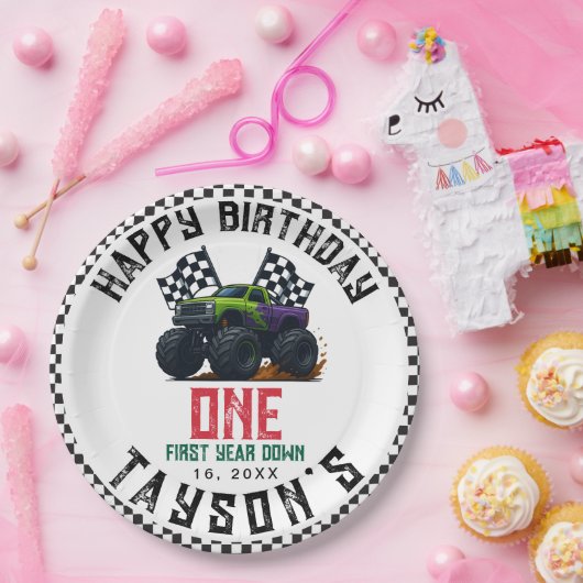 Monster Trucks 1st Birthday Vroom Party Pappteller (Party)