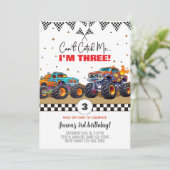 Monster trucks boy birthday invitation. invitation einladung (Stehend Vorderseite)