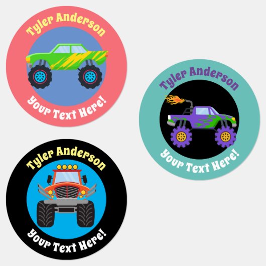 Monster Trucks, DIY Name & Message Labels Etiketten (Gruppe)
