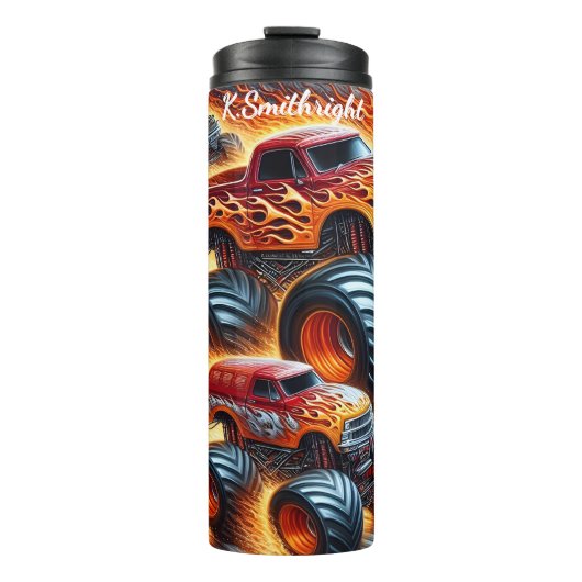 Monster Trucks Fiery Race Track Thermosbecher (Vorderseite)