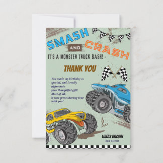 Monster Trucks Geburtstagsfeier für kleine Jungen Dankeskarte