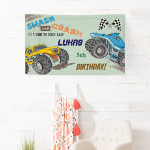 Monster Trucks Jungen Geburtstagsfeier Banner